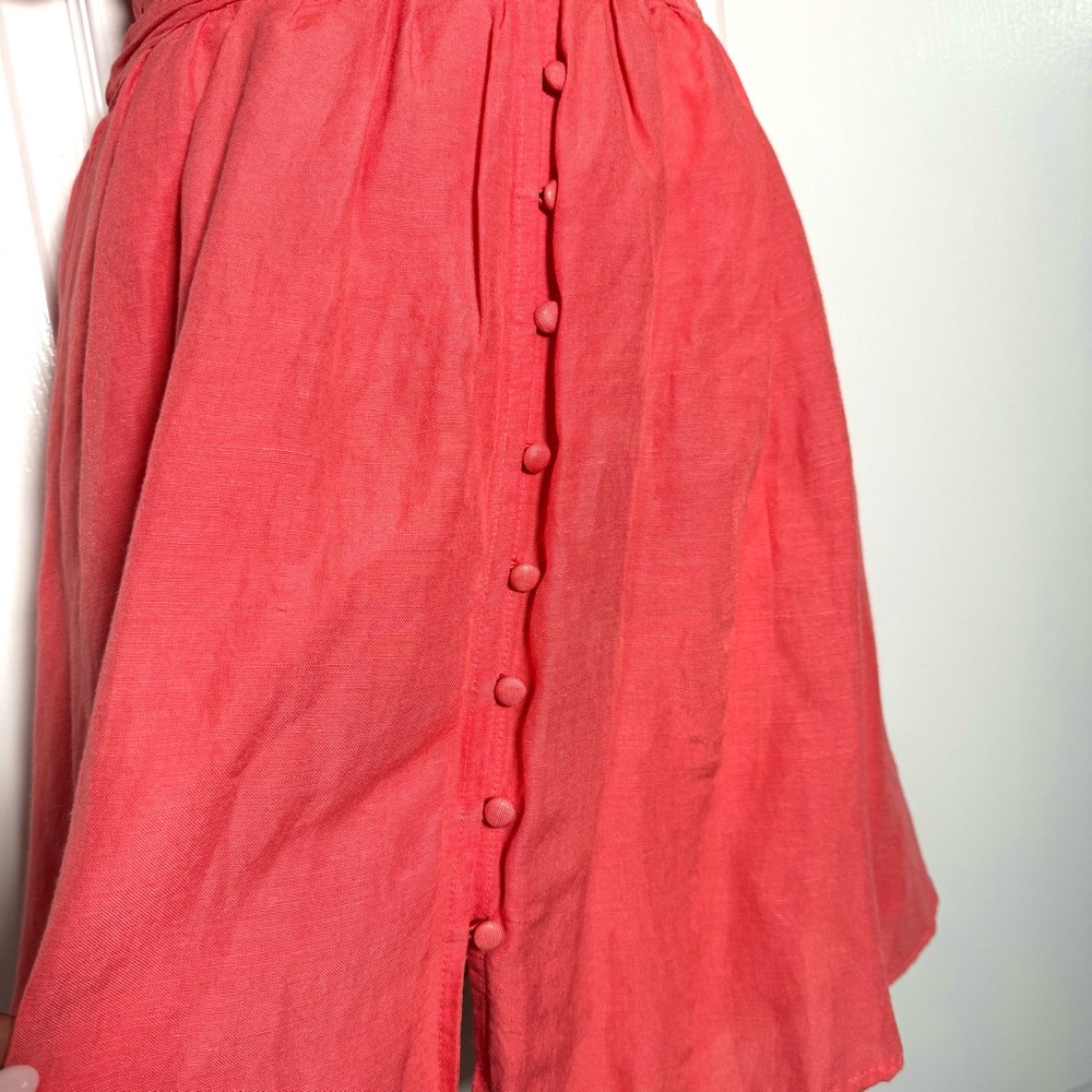 Anthropologie Katerina Button Front Puff Sleeve Mini Dress Coral Size M NWT - Picture 9 of 12